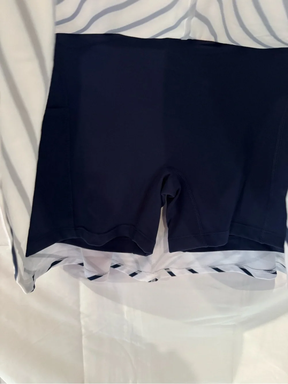 Striped A-Line Skort in Navy and White
